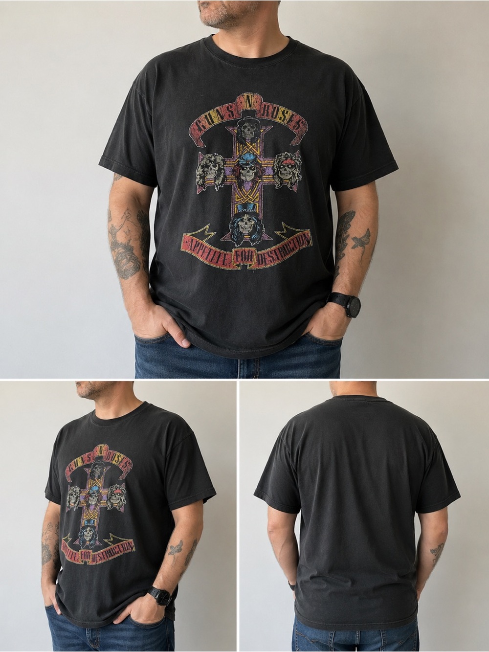 Guns N’ Roses Appetite for Destruction Graphic Band T-Shirt Black 2XL 2016